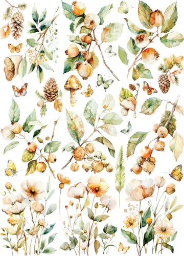 Woodland Flora Rice Paper, 11.5 x 16 inch - for Decoupage Poster Cards Crafts