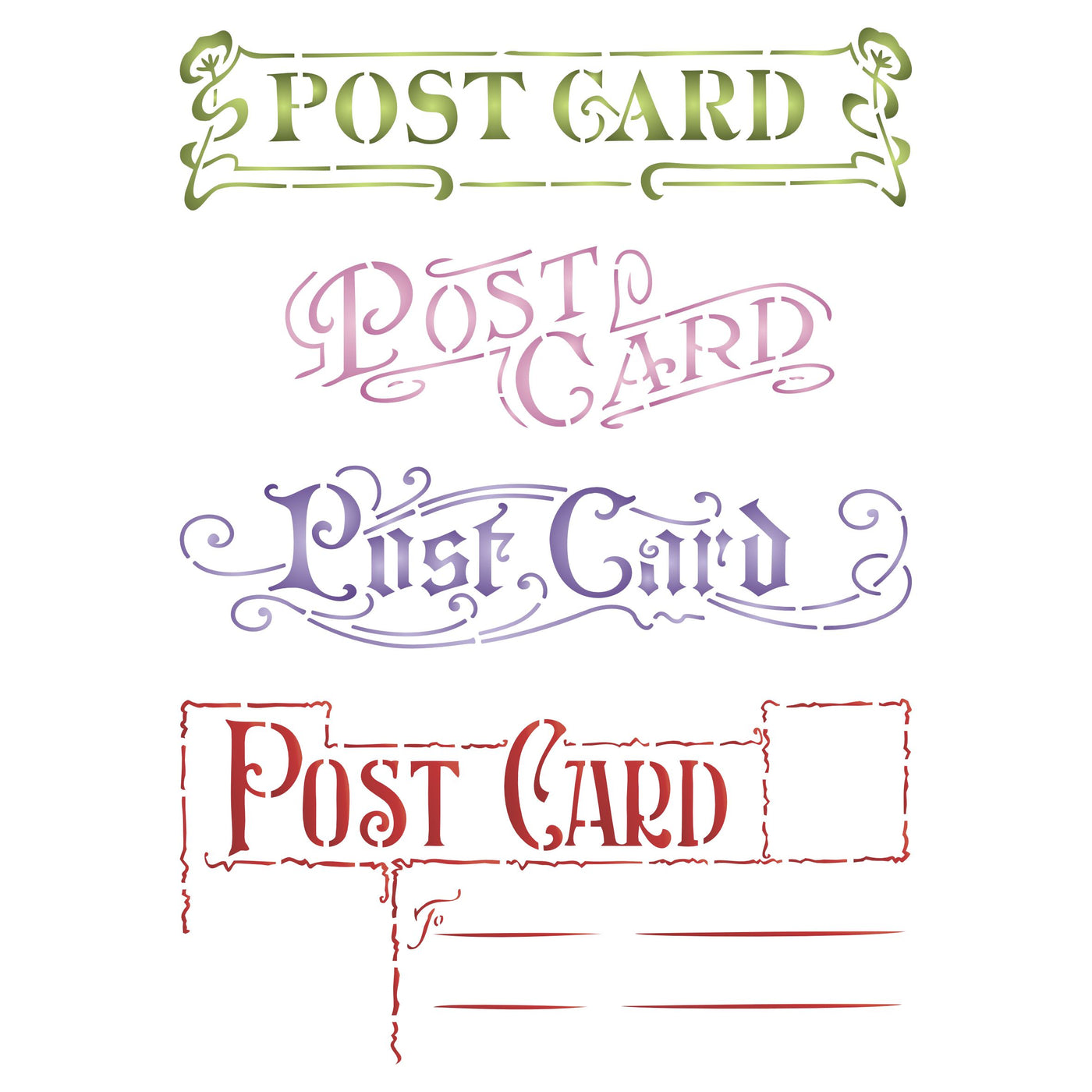 Post Cards Stencil - Vintage Post Card Headers