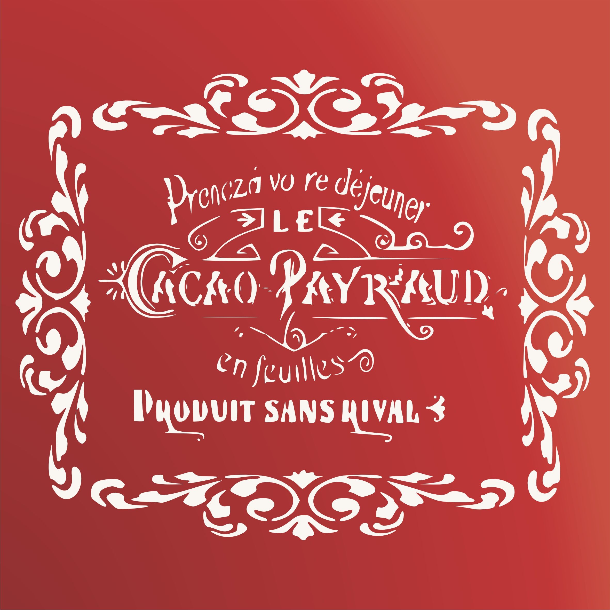 Cacao Payraud Stencil, 10.5 x 8.5 inch - Vintage French Themed Sign Label