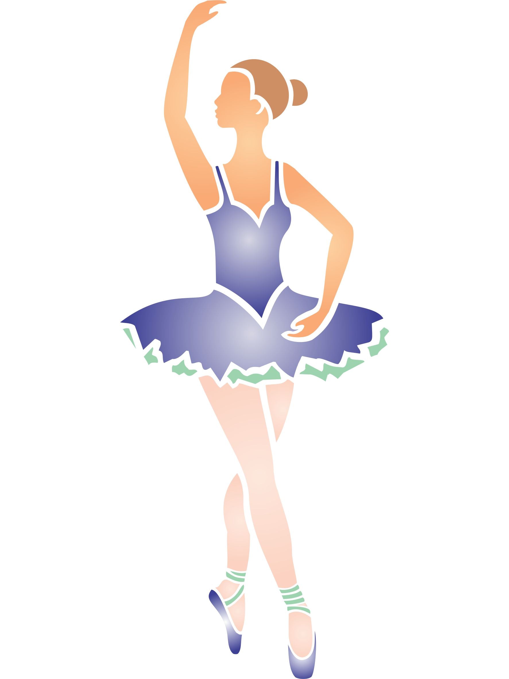 Ballerina Stencil, 4.5 x 12 inch - Ballet Dancer Ballerina Silhouette