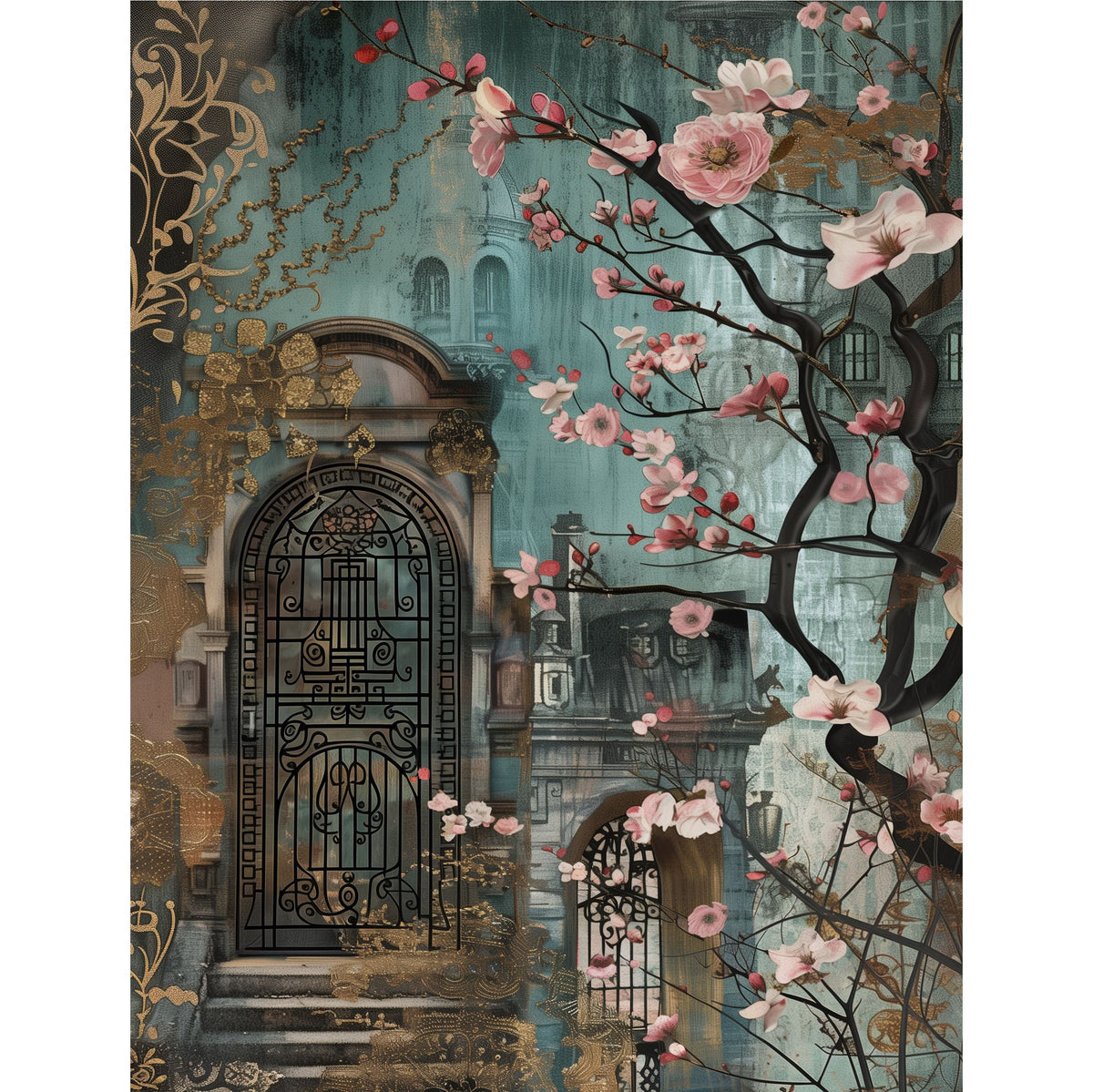 Victorian Gates Decoupage Rice Paper, 20.32 x 26.67 cm - for Scrapbooking Cards Crafts