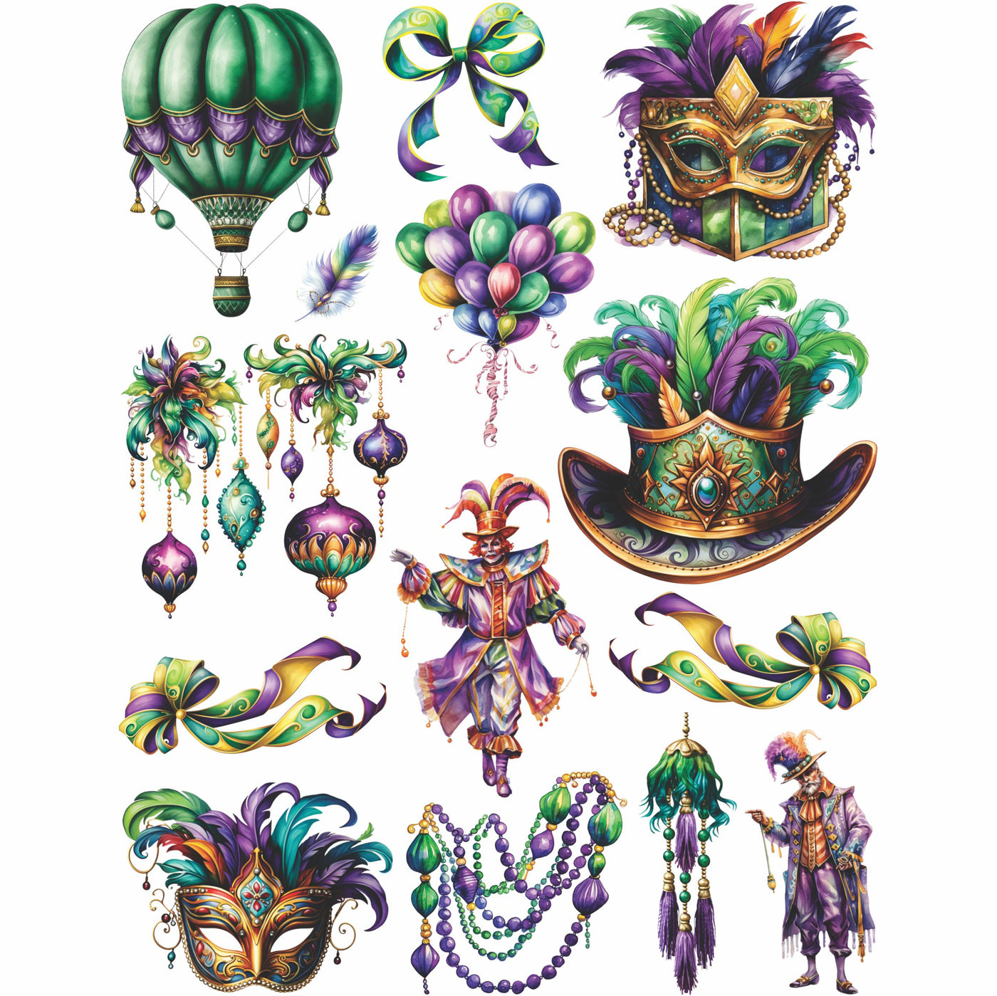 Mardi Gras Carnival Rice Paper, 8 x 10.5 inch â€“ for Decoupage Cards Craft