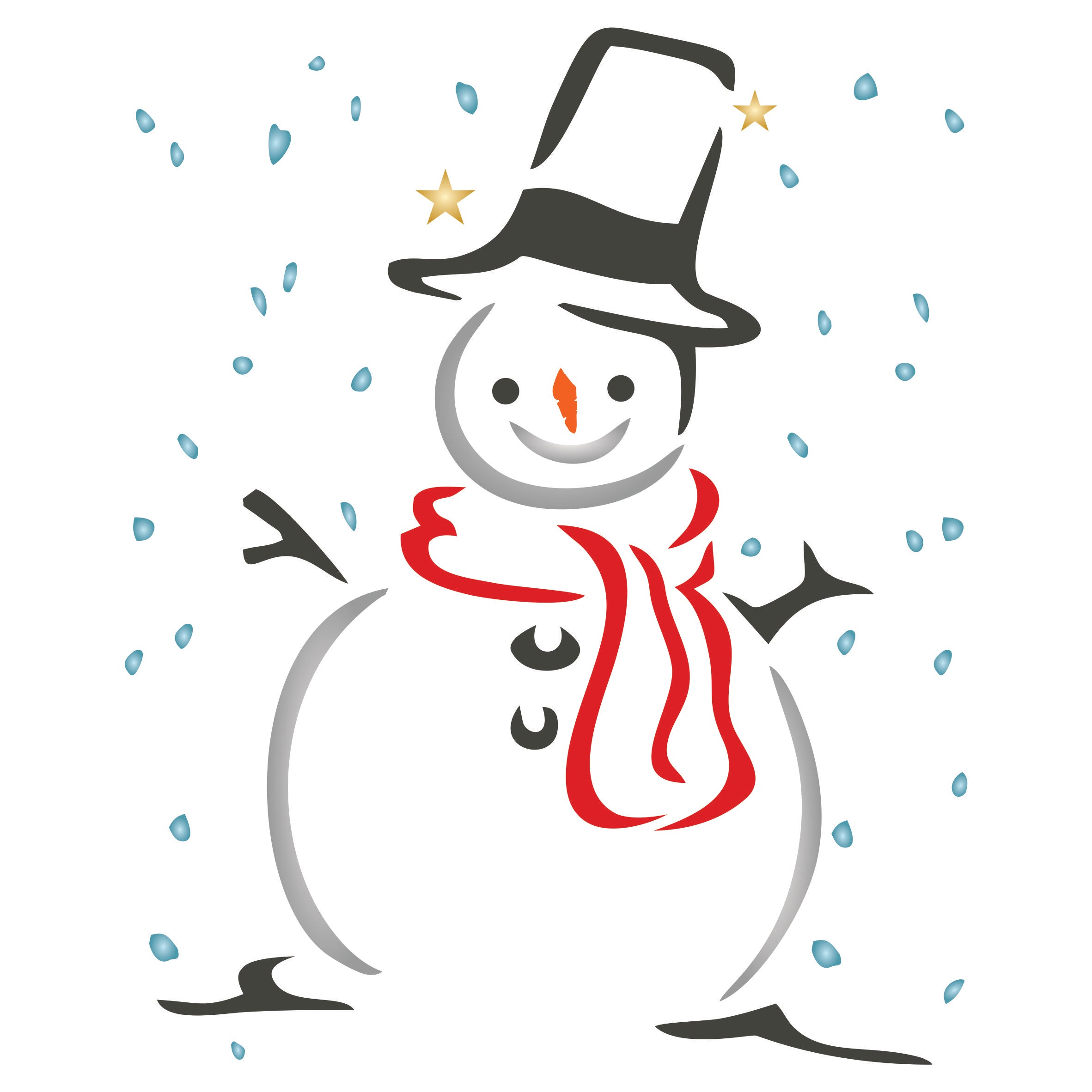 Snowman Stencil - Christmas Scrapbooking Decor & Card