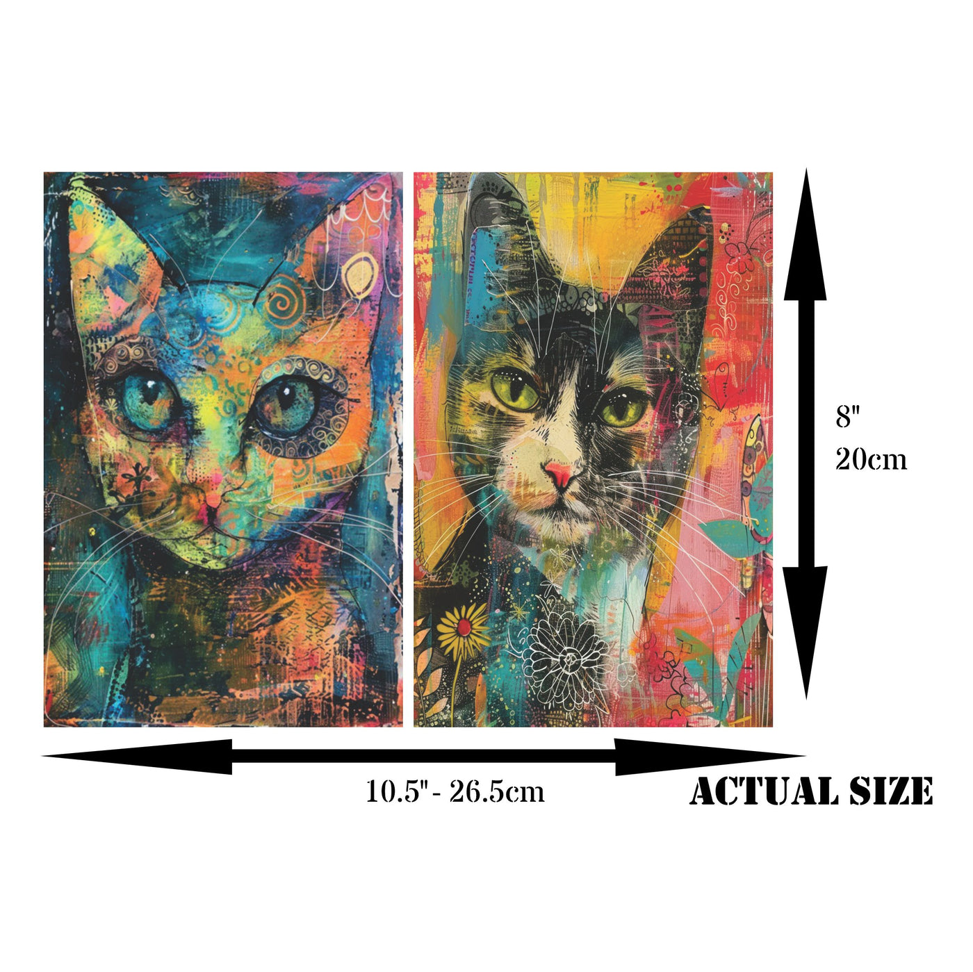 Cats Decoupage Rice Paper, 8 x 10.5 inch - for Decoupage Scrapbooking Crafts