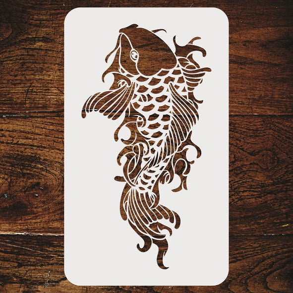 Chinese Koi Stencil - Koi Carp Harmony Wealth Feng Shui