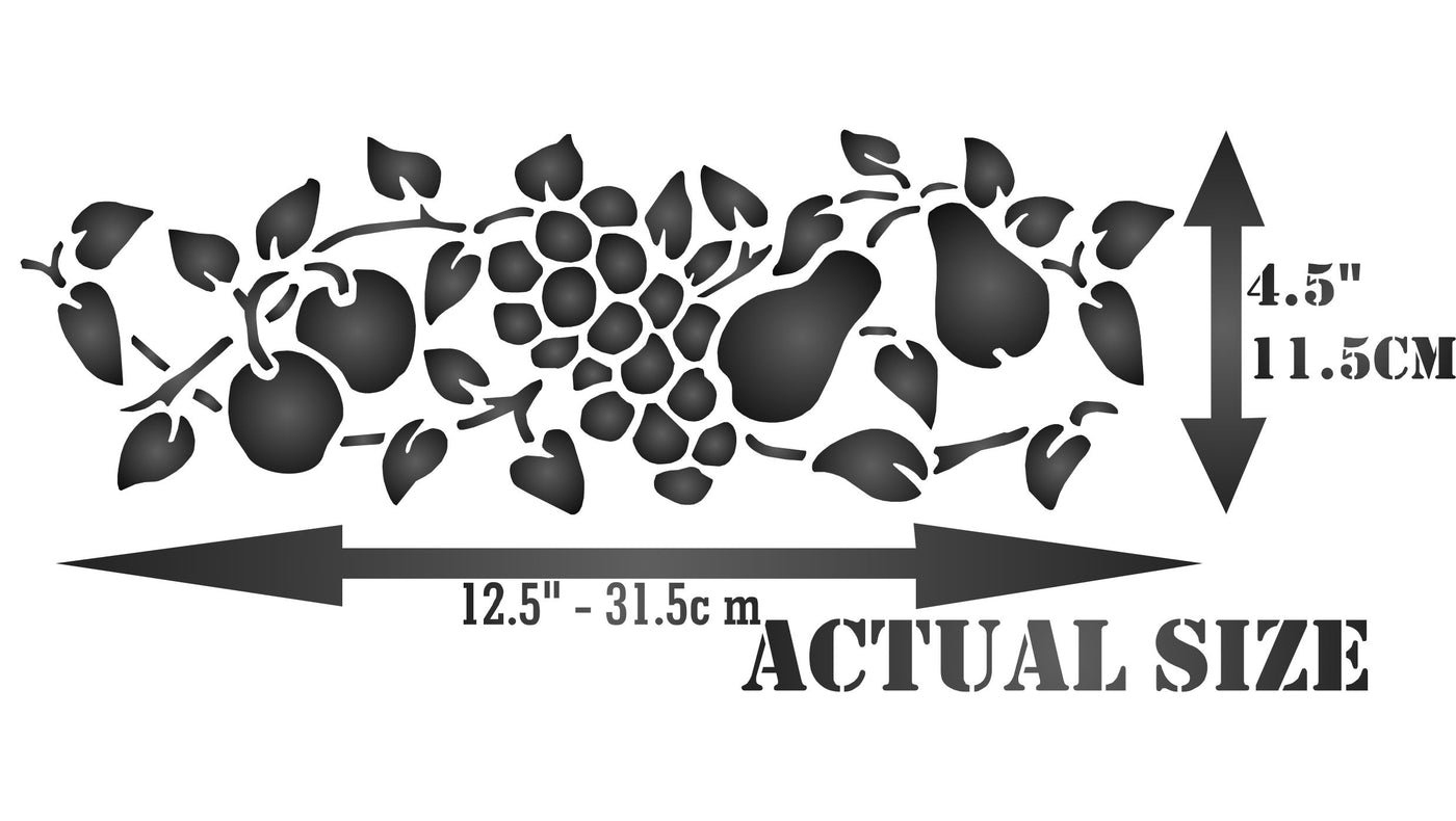 Fruit Border Stencil, 12.5 x 4.5 inch - Classic Mixed Fruit Border Kitchen