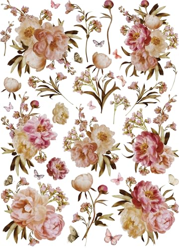 Parisian Blooms Rice Paper, 11.5 x 16 inch - for Decoupage Print Cards Crafts