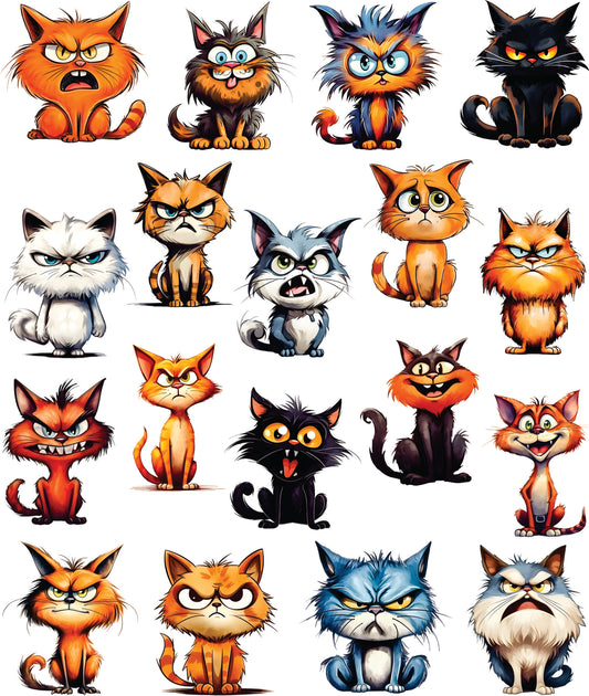 Angry Cats Decoupage Rice Paper, 29.21 x 36.83 cm - for Journal Cards Crafts