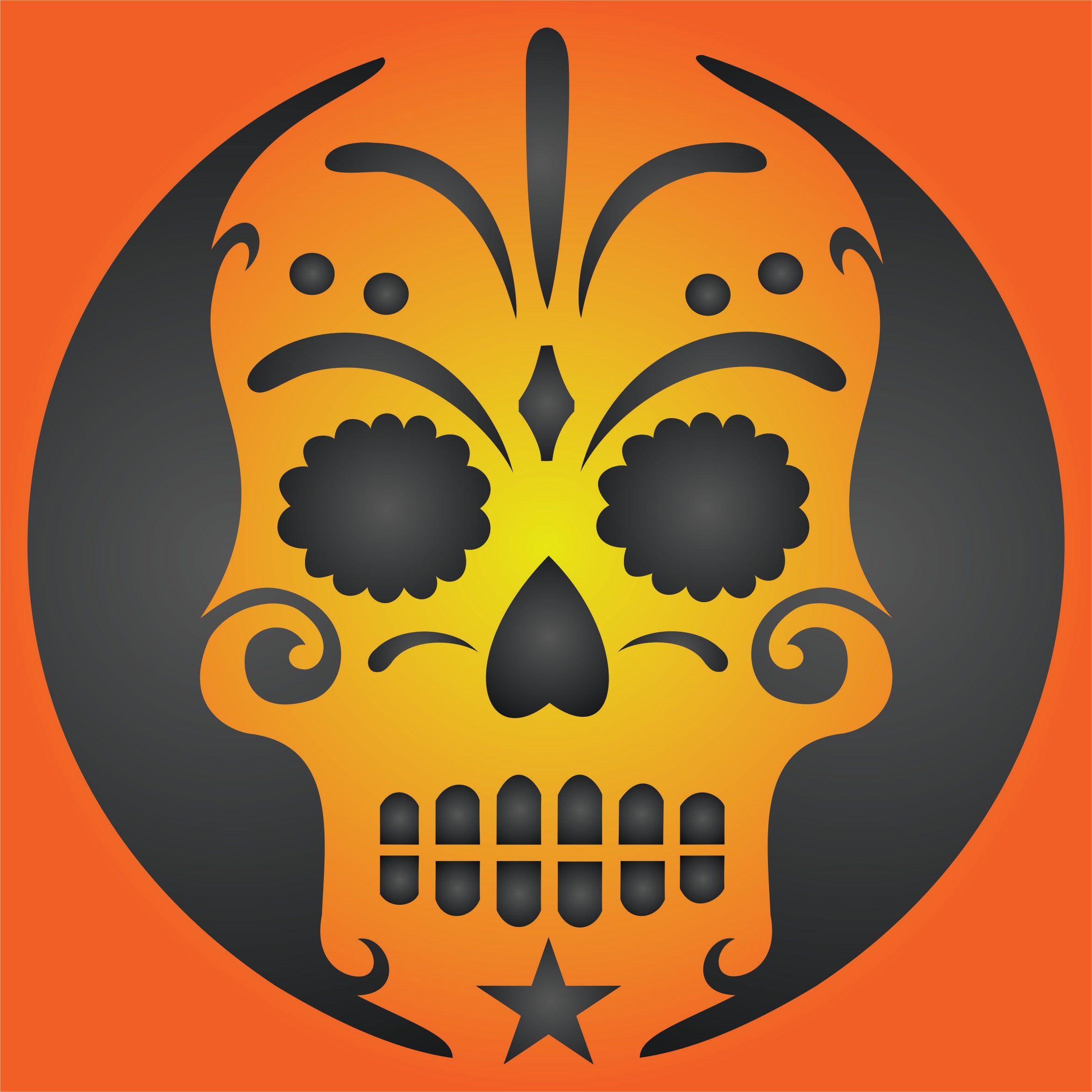 Halloween Sugar Skull Stencil - Scary Day of The Dead Skull Decorative