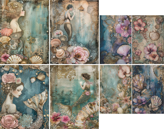 Mermaid Decoupage Rice Paper, 20.32 x 26.67 cm - for Scrapbooking Cards Crafts