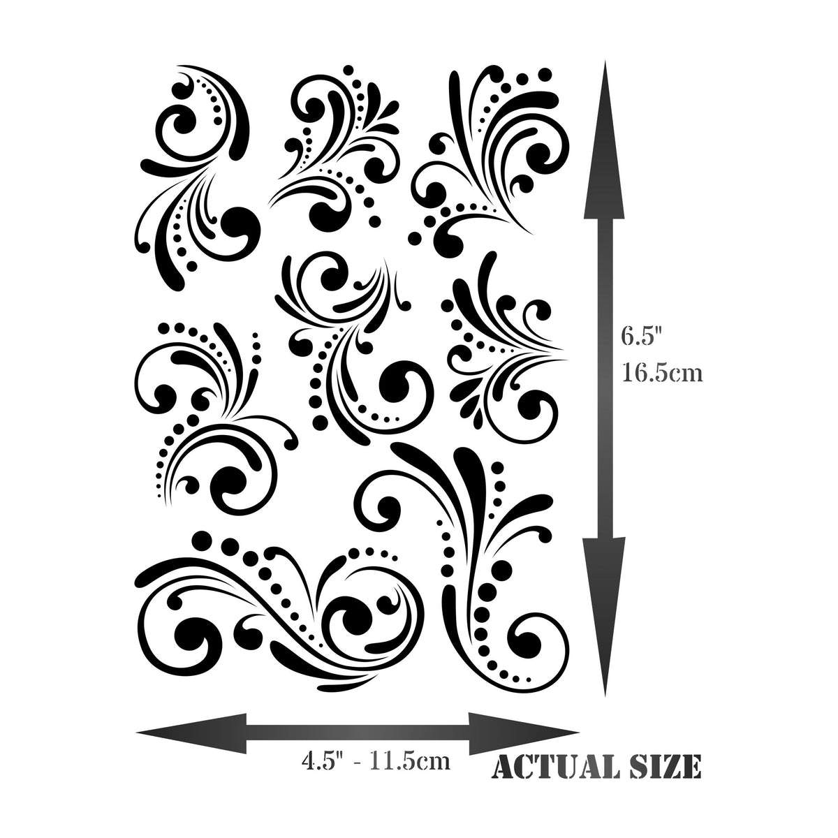 Swirl Accents Layering Stencil, 11.43 x 16.51 cm - Florish Mask use to Add Texture