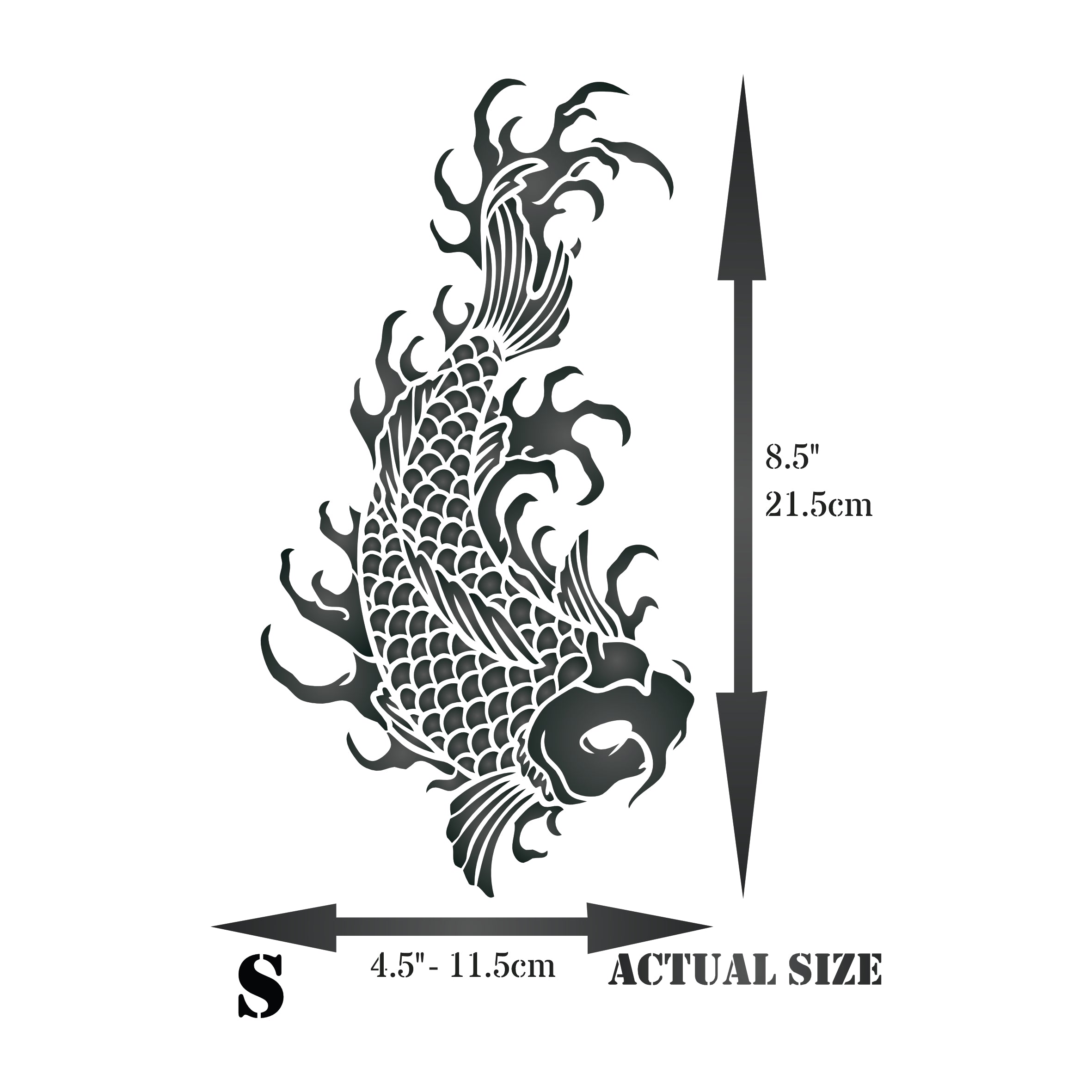 Japanese Koi Stencil - Koi Carp Harmony Good Luck Strength