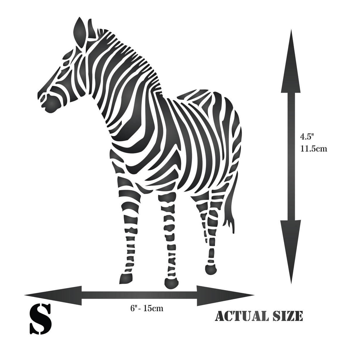 Zebra Stencil, 11.43 x 15.24 cm - African Wild Animal