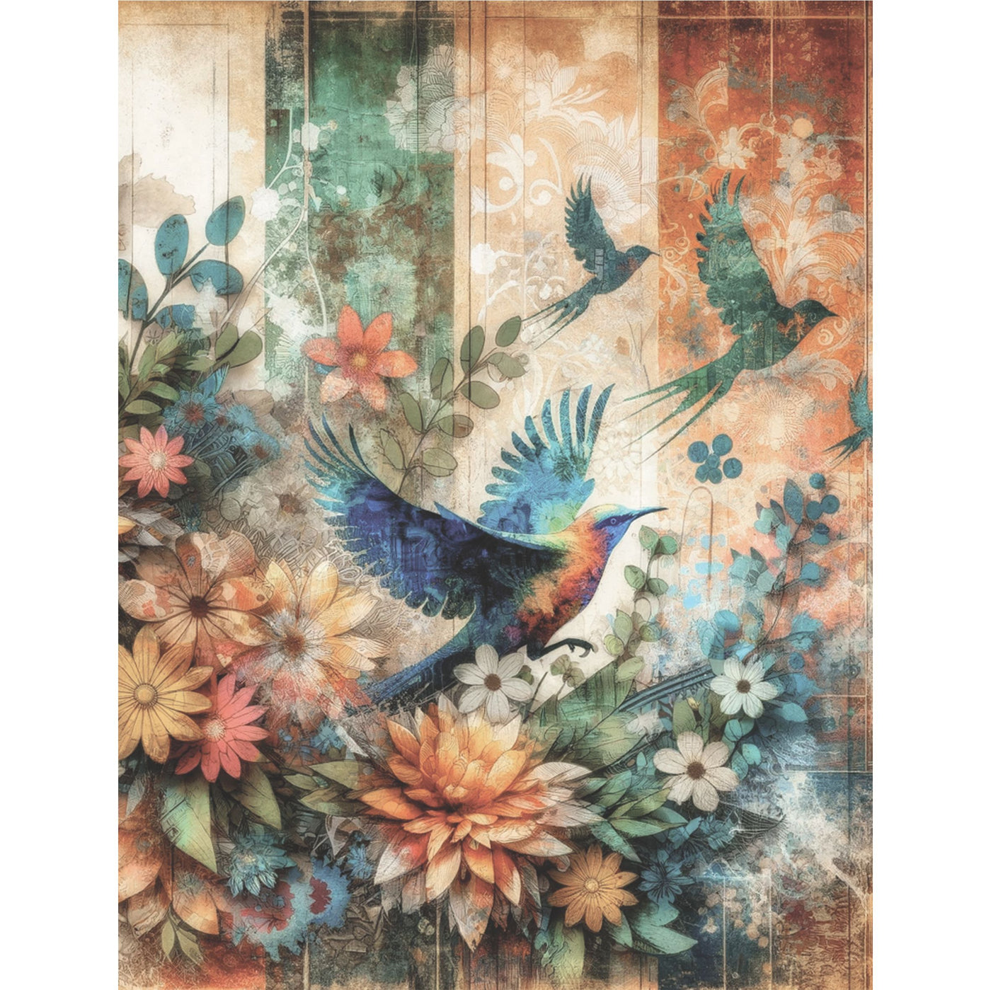 Birds Rice Paper, 8 x 10.5 inch - for Decoupage Scrapbooking Cards Crafts