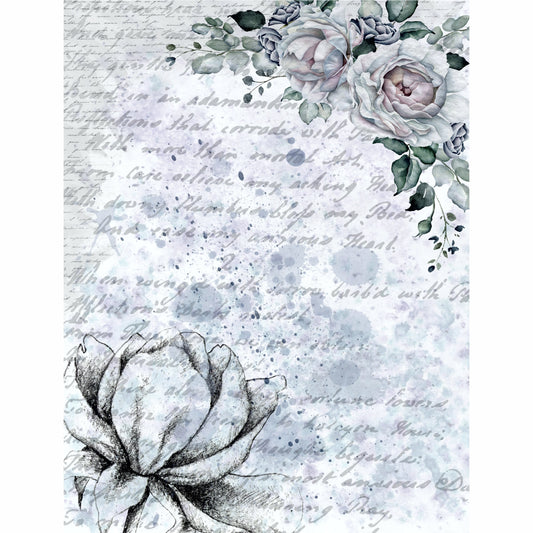 Blue Background Rice Paper- 6 x Different Printed Mulberry Paper Images 30gsm