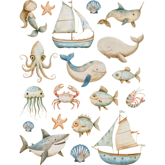 Nordic Ocean Rice Paper, 20.32 x 26.67 cm ÃƒÂ¢Ã¢â€šÂ¬Ã¢â‚¬Å“ Decoupage Scrapbooking Cards Craft