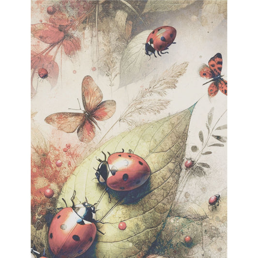 Bugs n Leaves Rice Paper, 20.32 x 26.67 cm - for Decoupage Scrapbooking Cards Crafts
