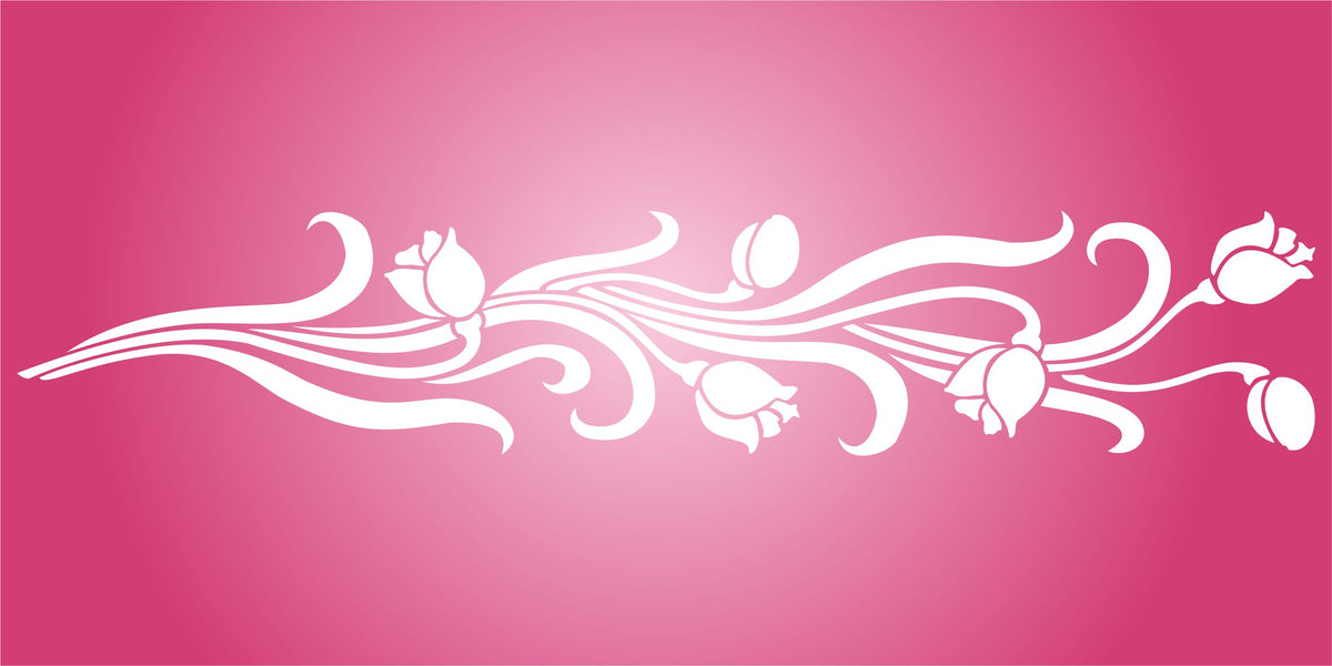 Tulip Stencil, 30.48 x 6.35 cm - Classic Border Flower
