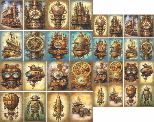 Steampunk Mulberry Rice Paper, 20.32 x 26.67 cm - for Decoupage Cards Crafts