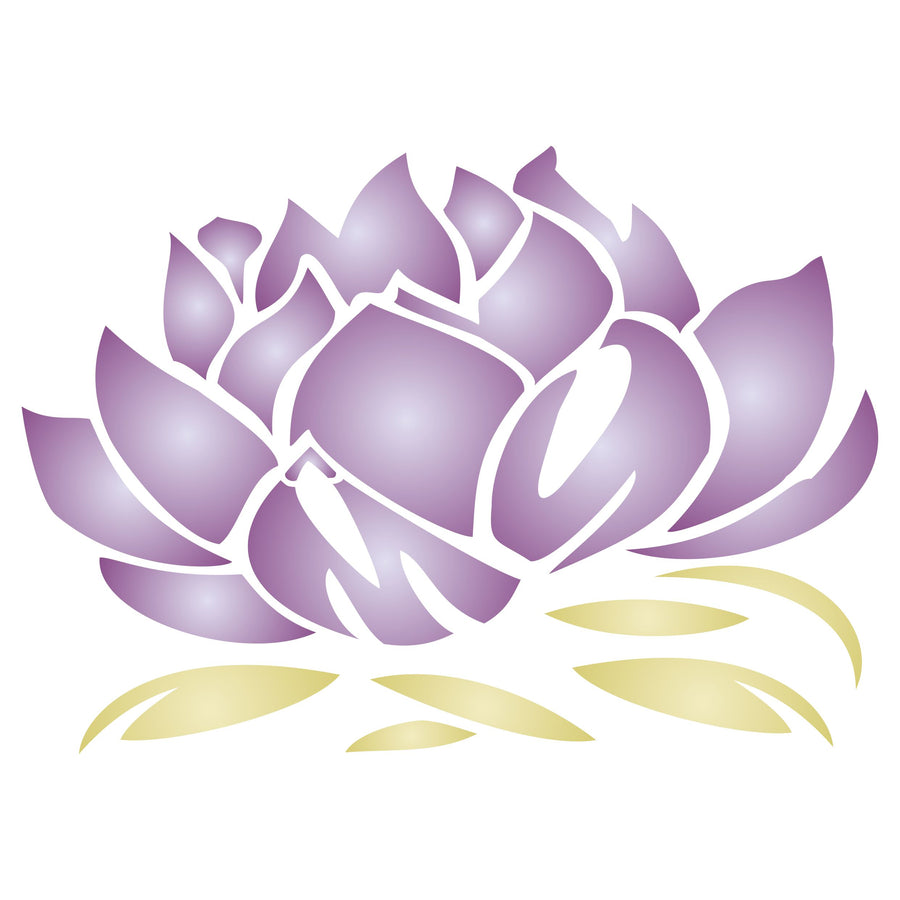 Lotus Blossom Stencil - Stylized Oriental Asian Lotus Flower