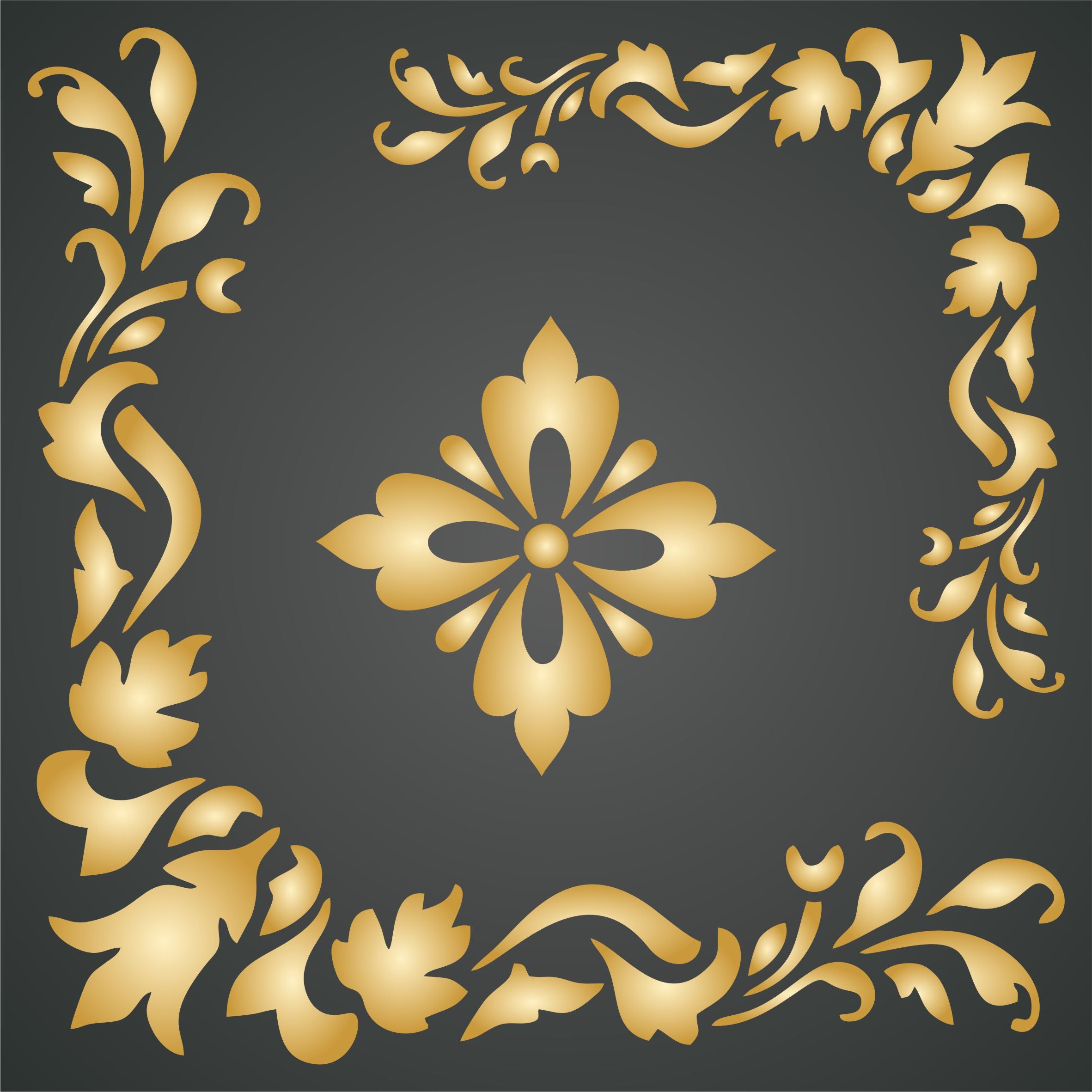 Accent Corners Stencil - Classic Flower Corner Design