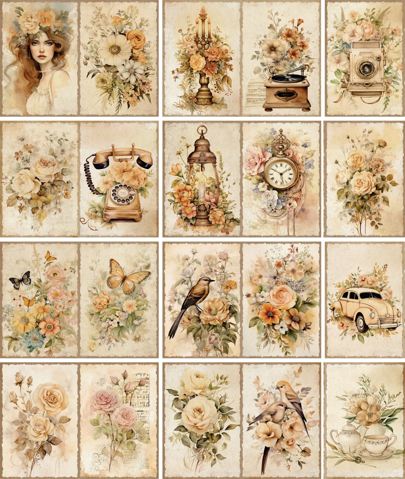 Boho Cards Decoupage Rice Paper, 11.5 x 14.5 inch - for Journal Cards Crafts