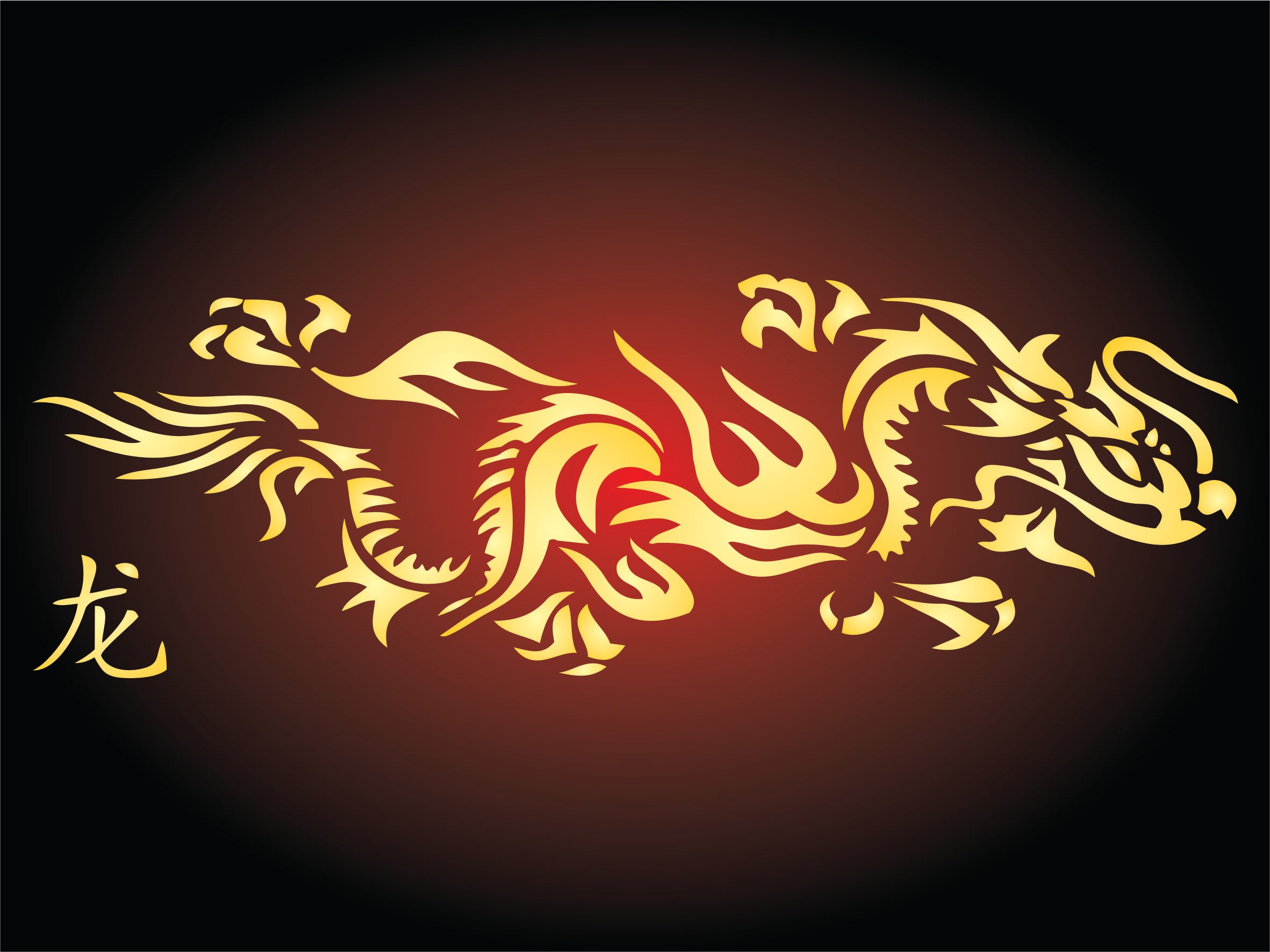 Japanese Dragon Stencil - Asian Oriental Chinese