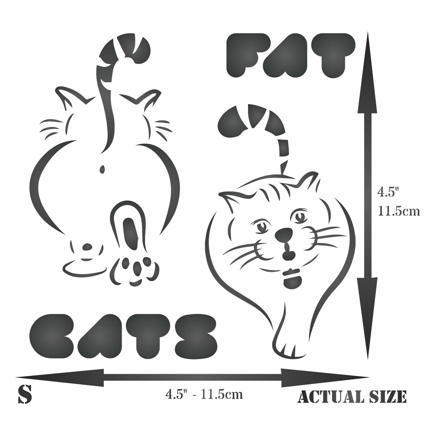 Fat Cats Stencil - Big Cat Feline