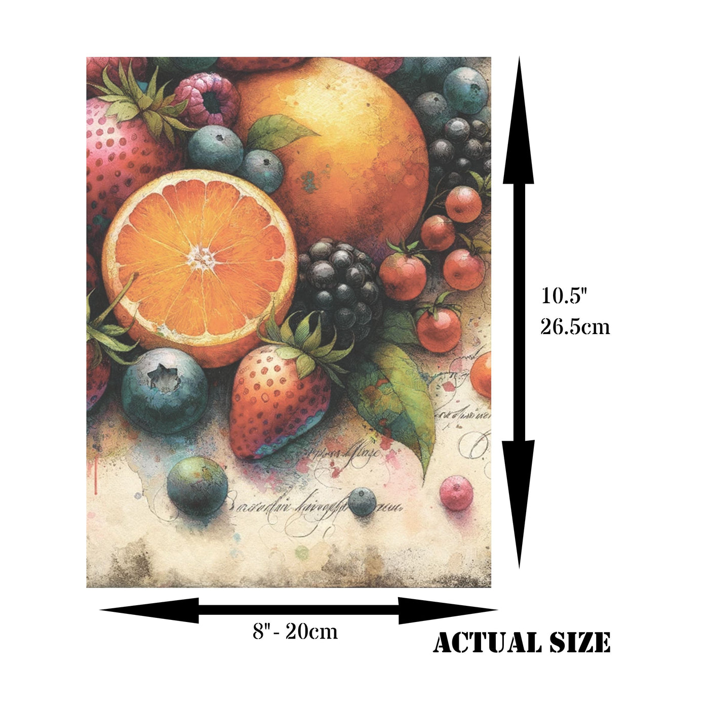 Mixed Fruit Rice Paper, 8 x 10.5 inch - for Decoupage Scrapbooking Cards Crafts