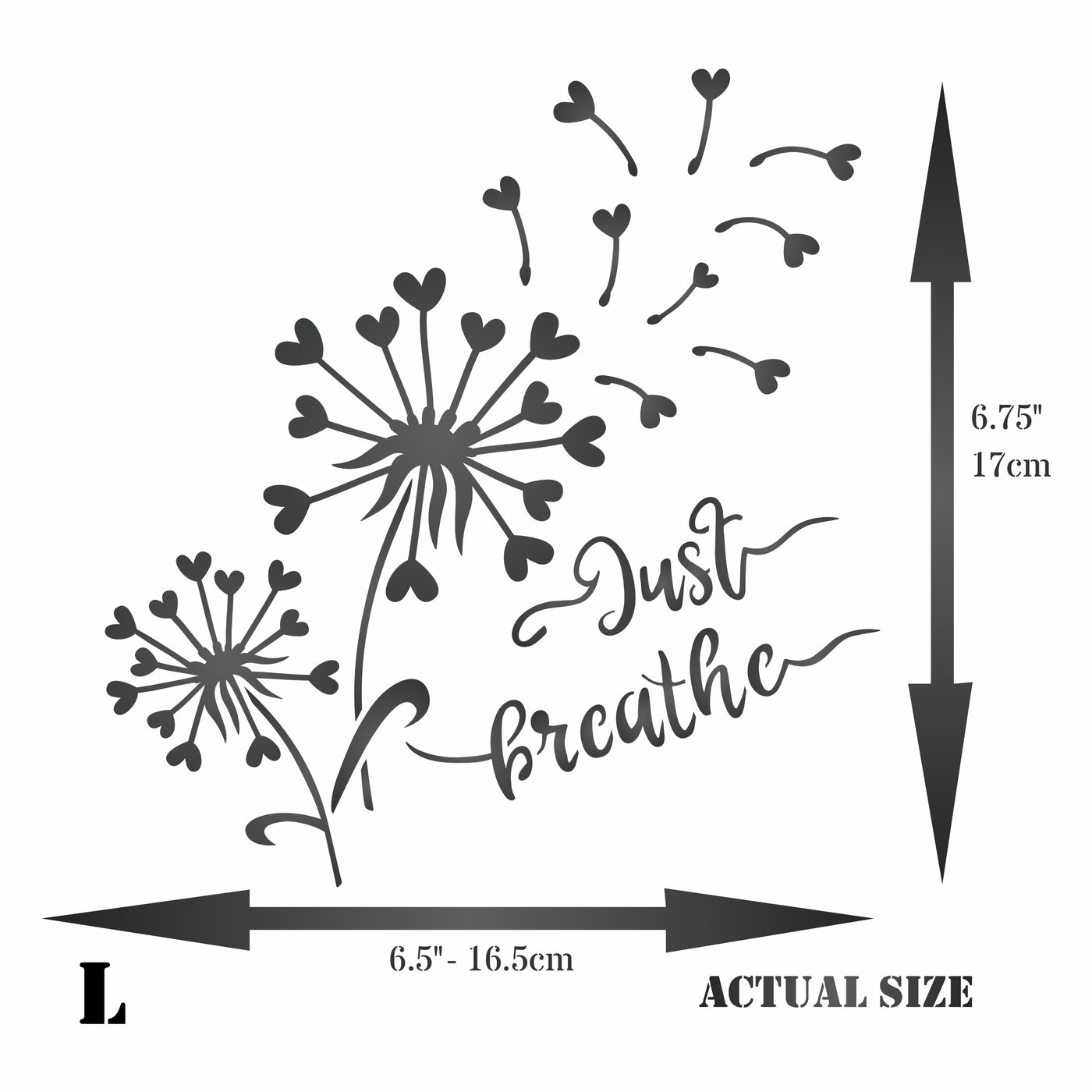 Just Breathe Stencil - Dandelion Heart Quote Card