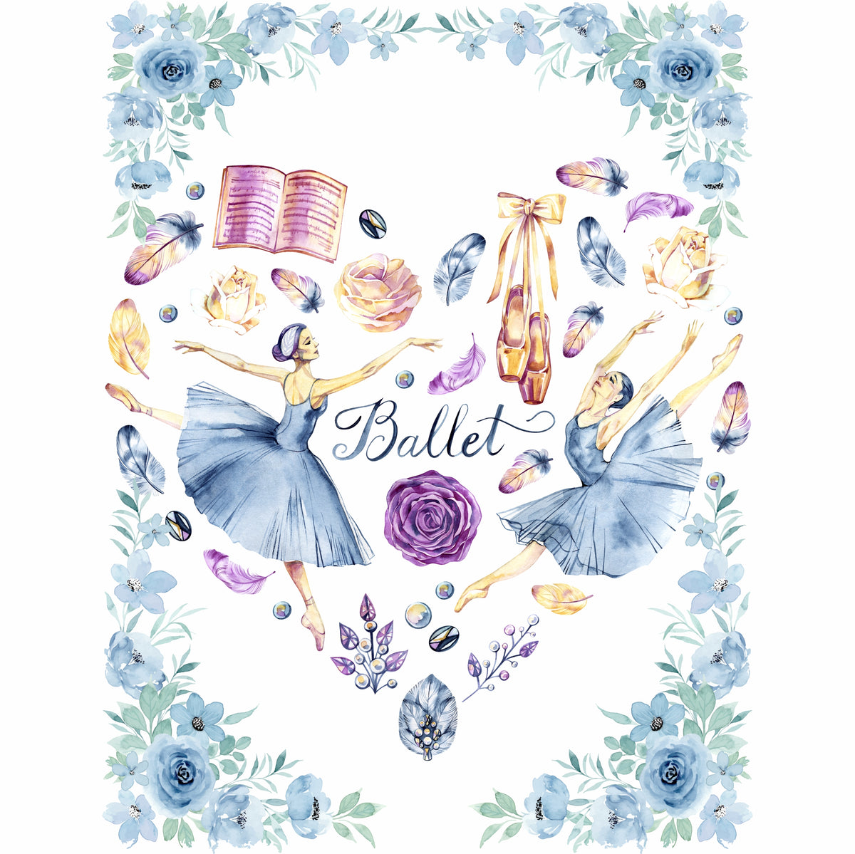 Ballet Theme Rice Paper- 6 x Different Printed Mulberry Paper Images 30gsm