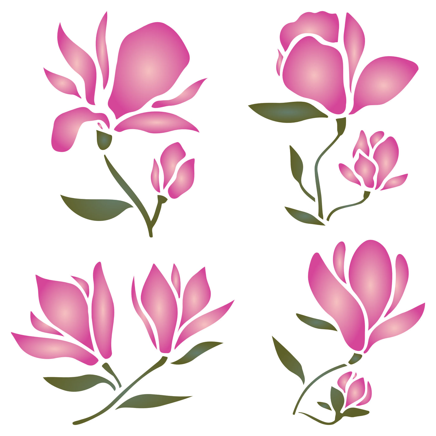 Magnolia Flower Stencil, 16.5 x 16.5cm - Reusable Mylar Designs for Painting