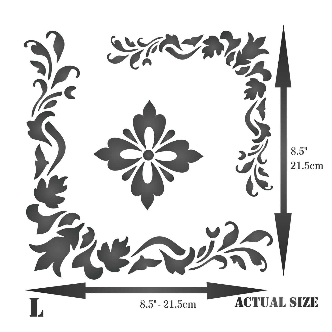 Accent Corners Stencil - Classic Flower Corner Design