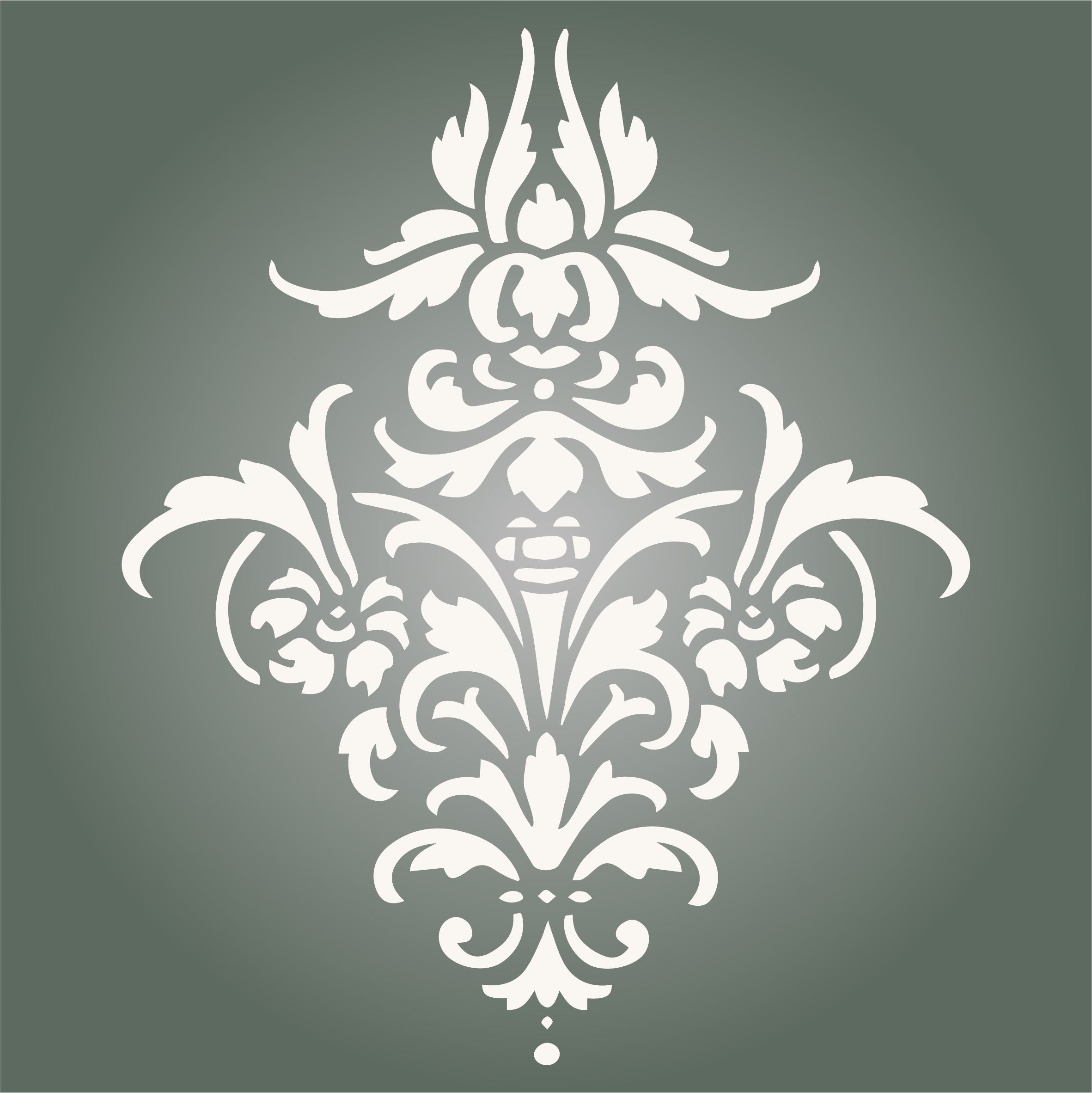 Flower Damask Stencil - Vintage Floral Damask Flowers Alloverpaper Pattern