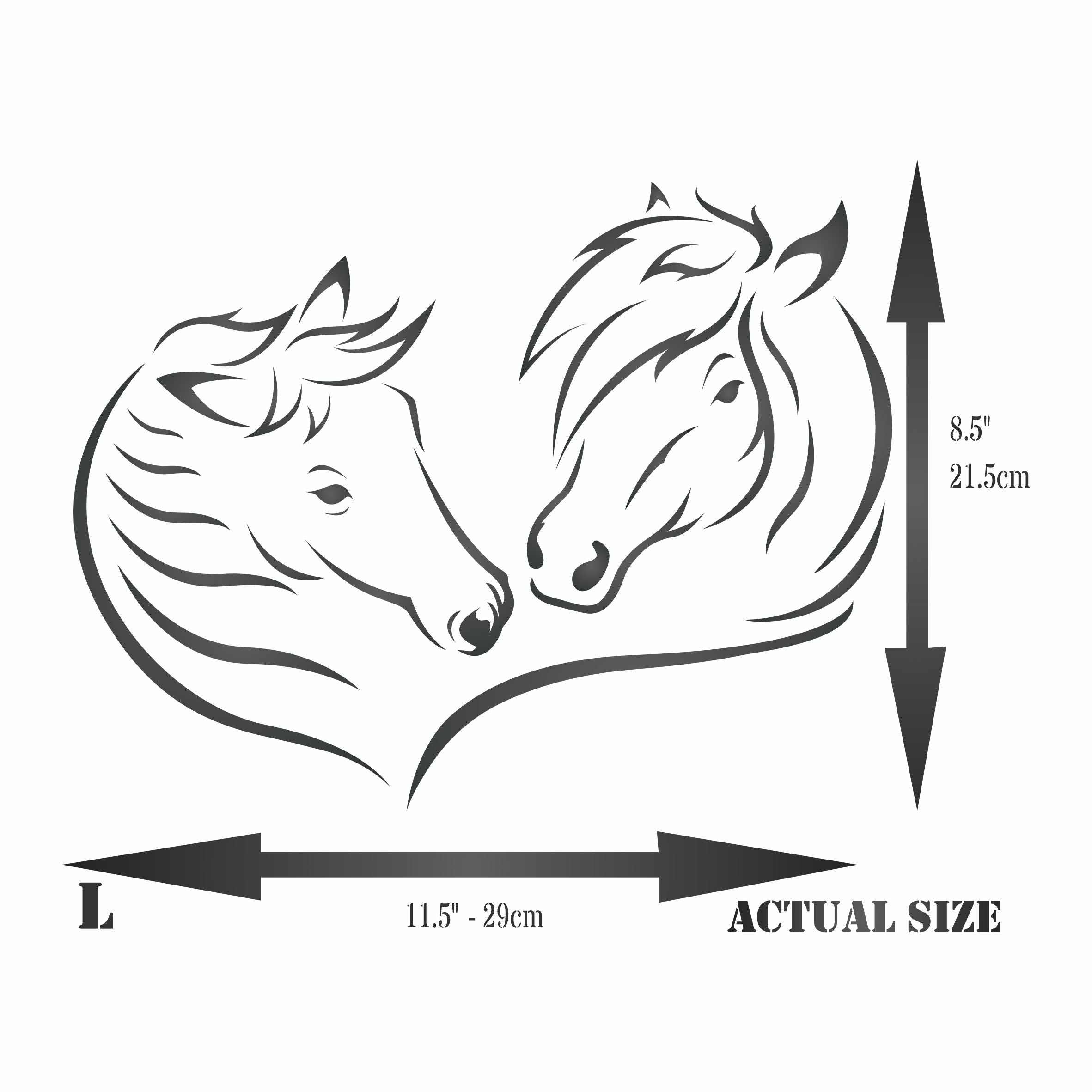 Love Horses Stencil - Decorative Farm Animal Equine Pony Horse Head