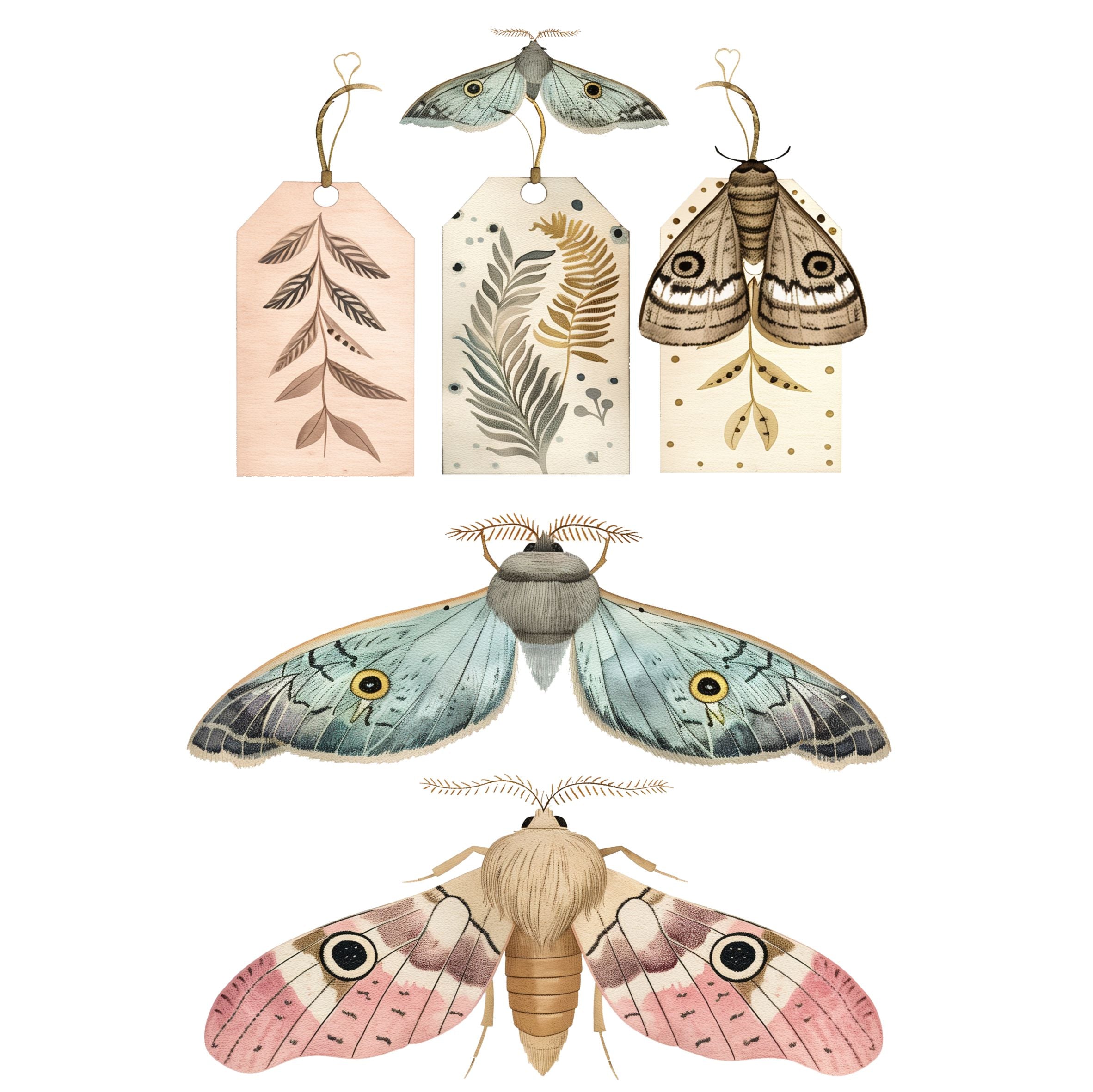 Moths Decoupage Rice Paper, 8 x 10.5 inch - for Decoupage Scrapbooking Craft