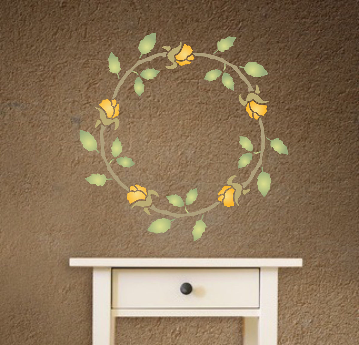 Rose Wreath Stencil, 25.4 x 25.4 cm - Ring of Roses Flower Rosebuds