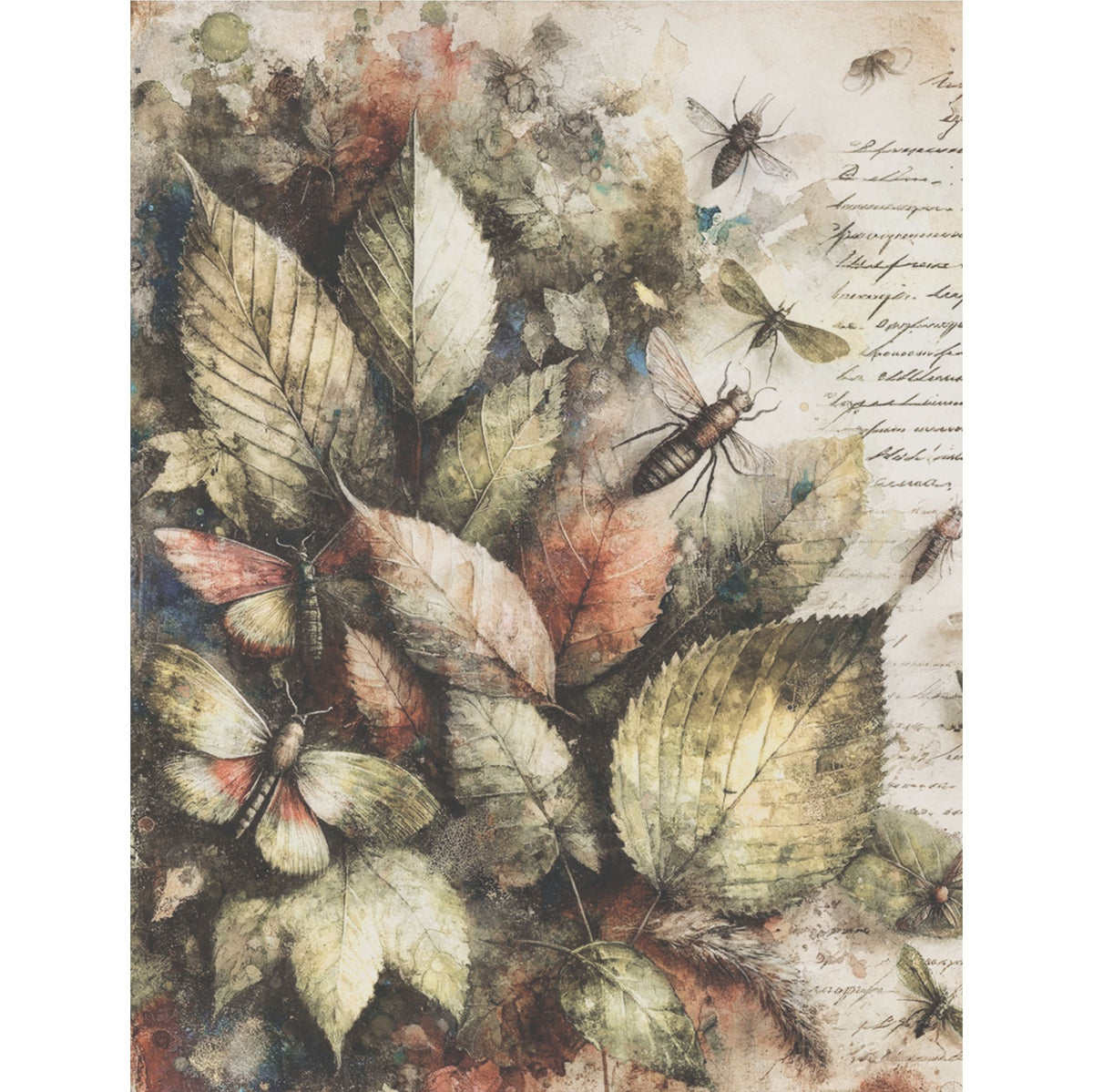 Bugs n Leaves Rice Paper, 20.32 x 26.67 cm - for Decoupage Scrapbooking Cards Crafts