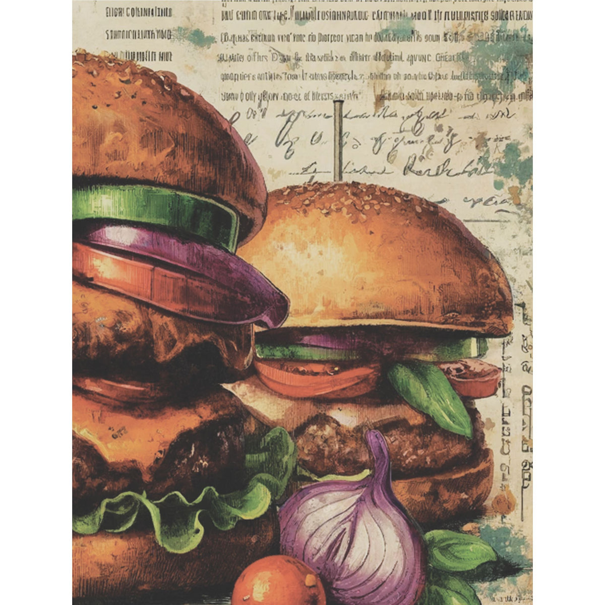 Diner Food Rice Paper, 20.32 x 26.67 cm - for Decoupage Scrapbooking Cards Crafts