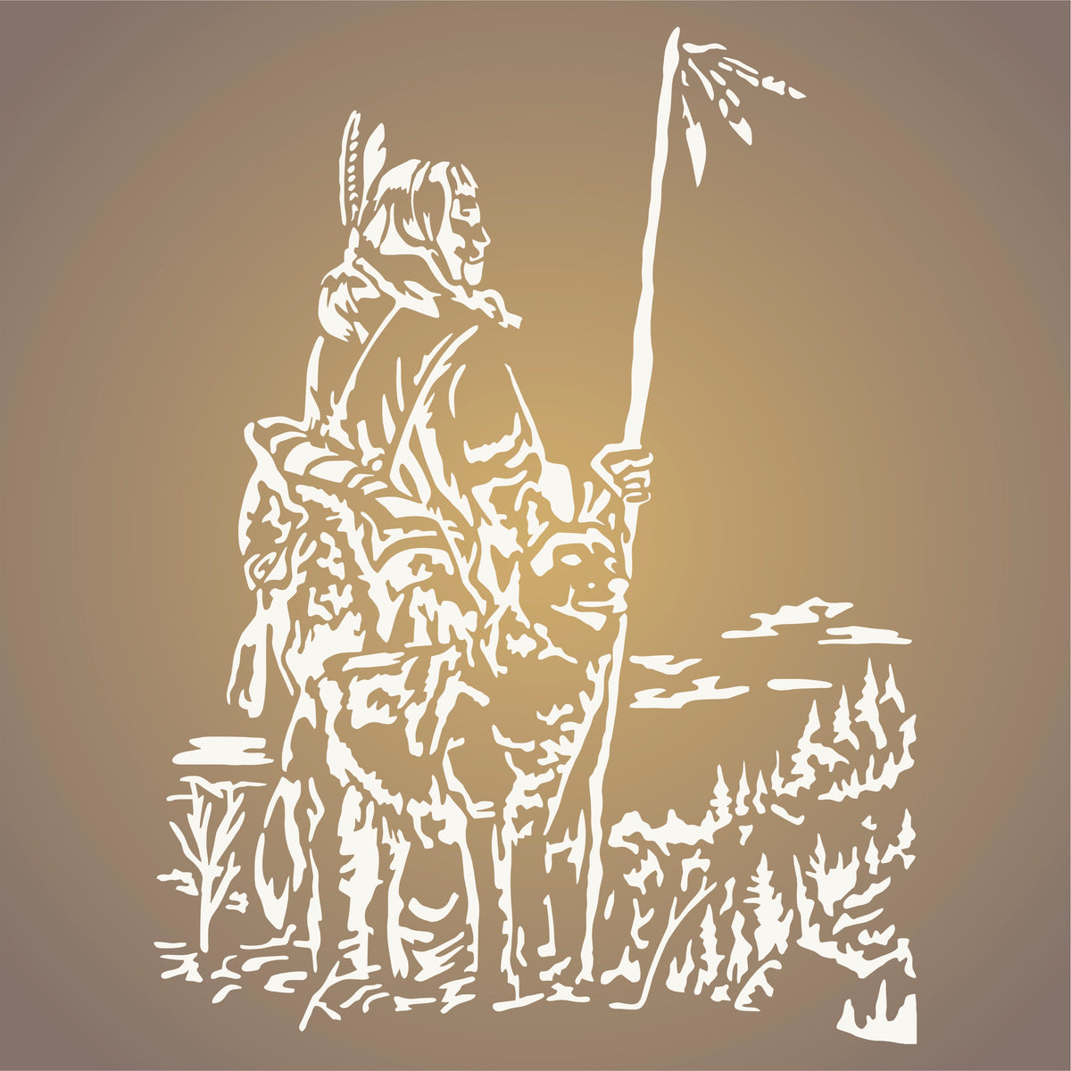 Wolf Man Stencil -Native American Protectors of Souls Spirit Guide