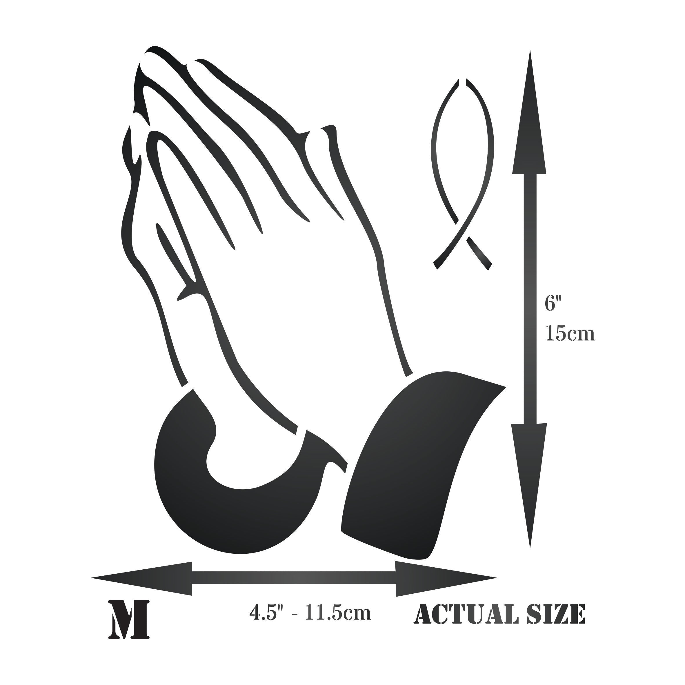 Praying Hands Stencil - Religious Catholic Fish Decor Cards