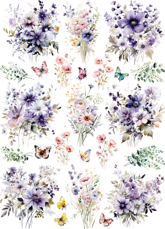 Purple Arrangements Rice Paper, 29.21 x 36.83 cm - Decoupage Furniture Crafts