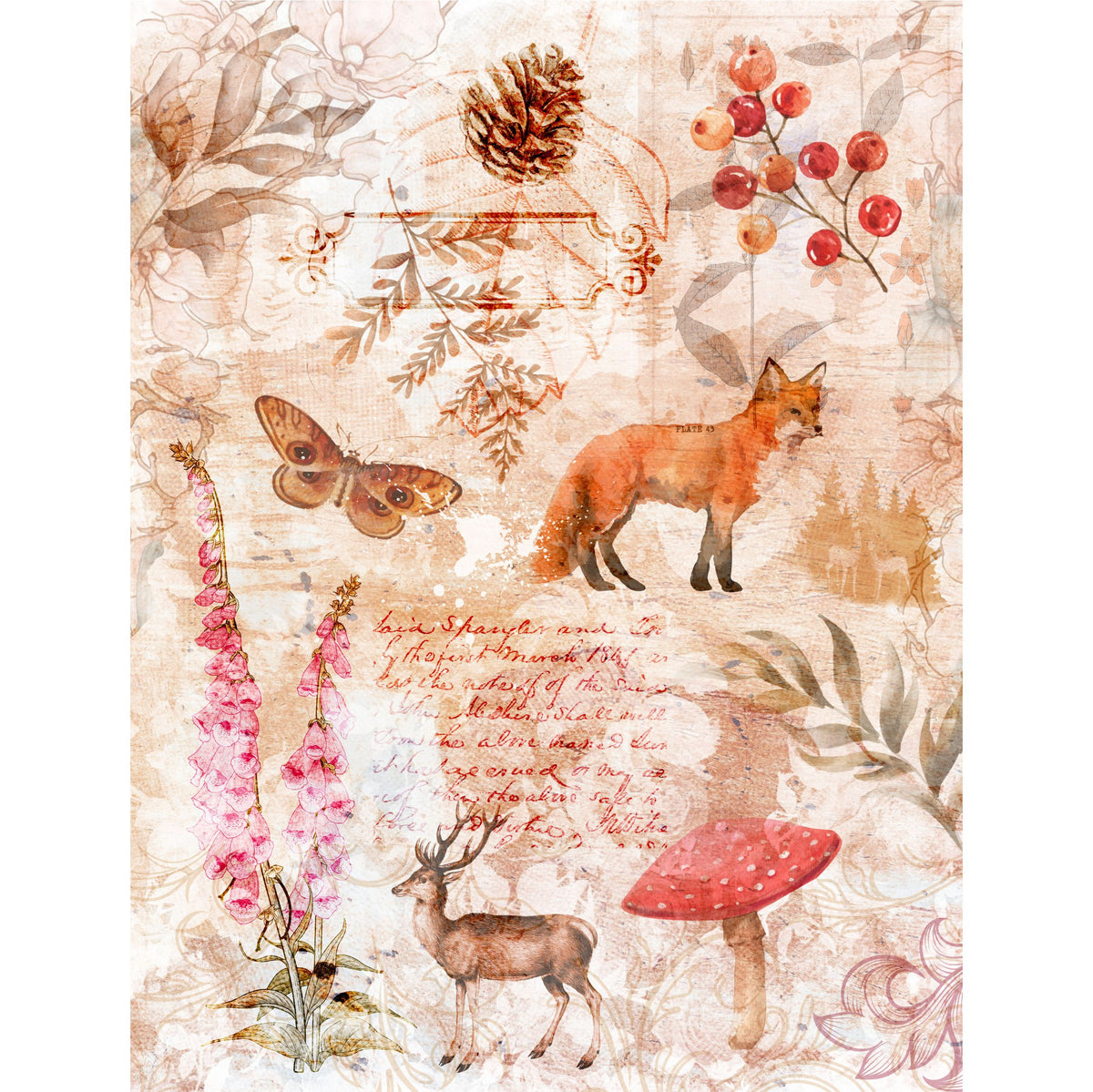 Woodland Rice Paper, 20.32 x 26.67 cm - for Decoupage Scrapbooking Craft