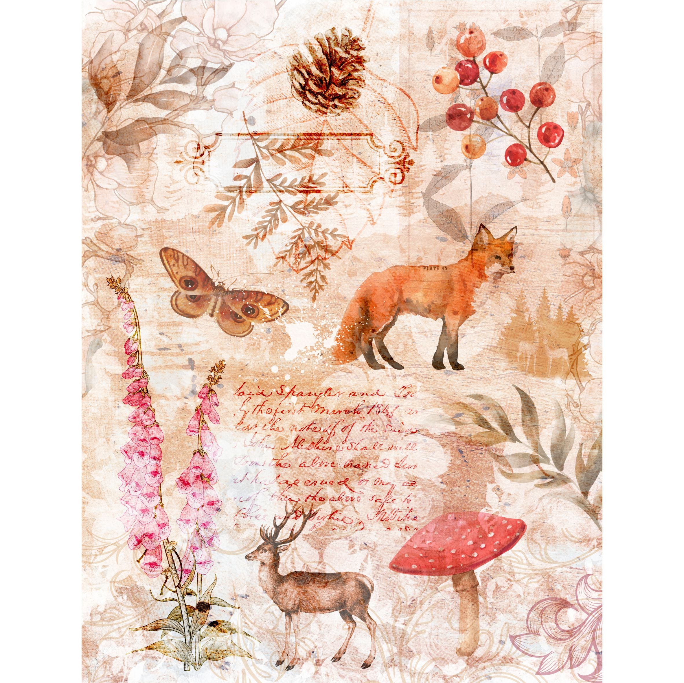 Woodland Rice Paper, 8 x 10.5 inch - for Decoupage Scrapbooking Craft