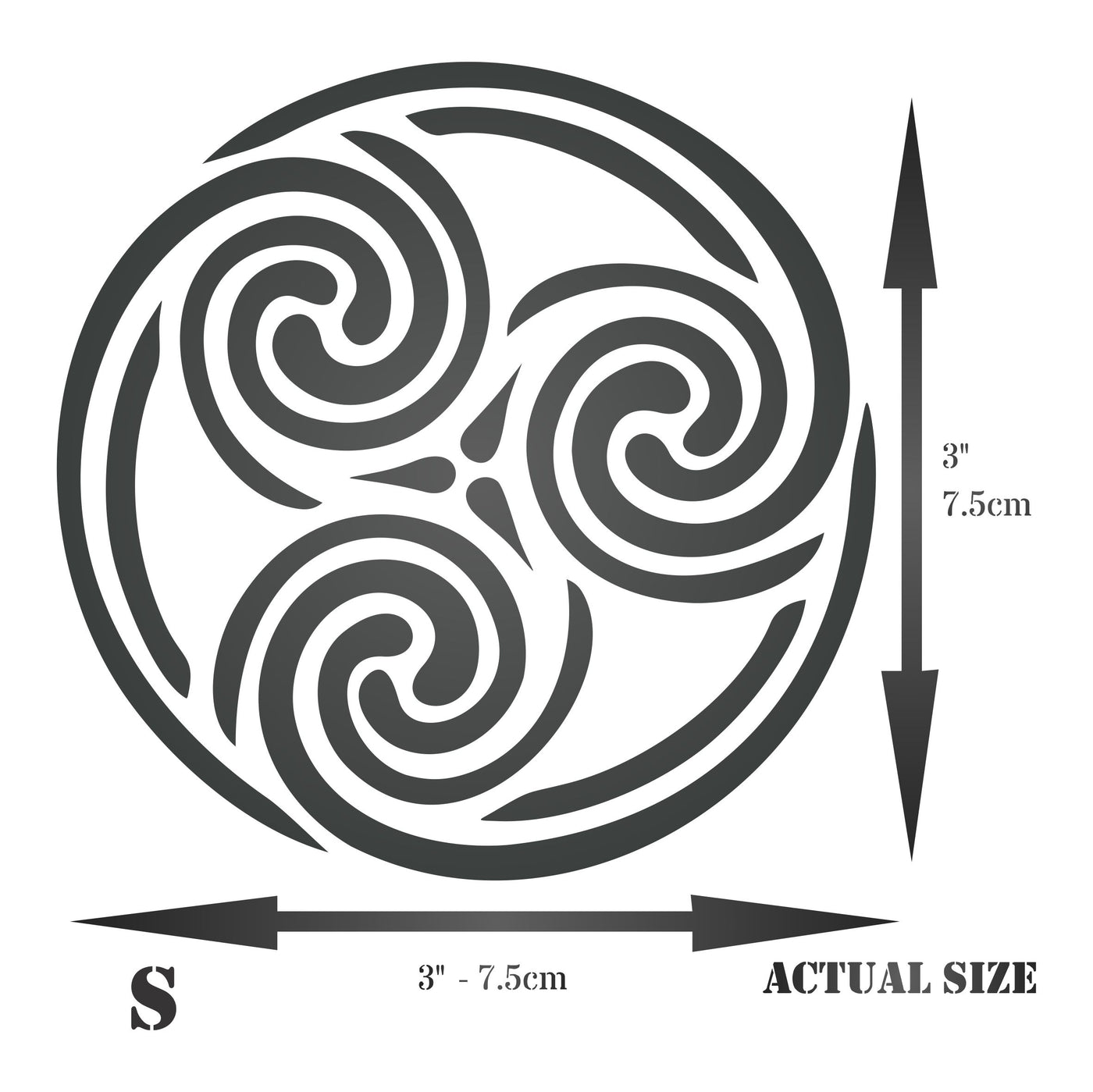 Celtic Spiral Stencil - Triskelion Triple Spiral Cycle of Life