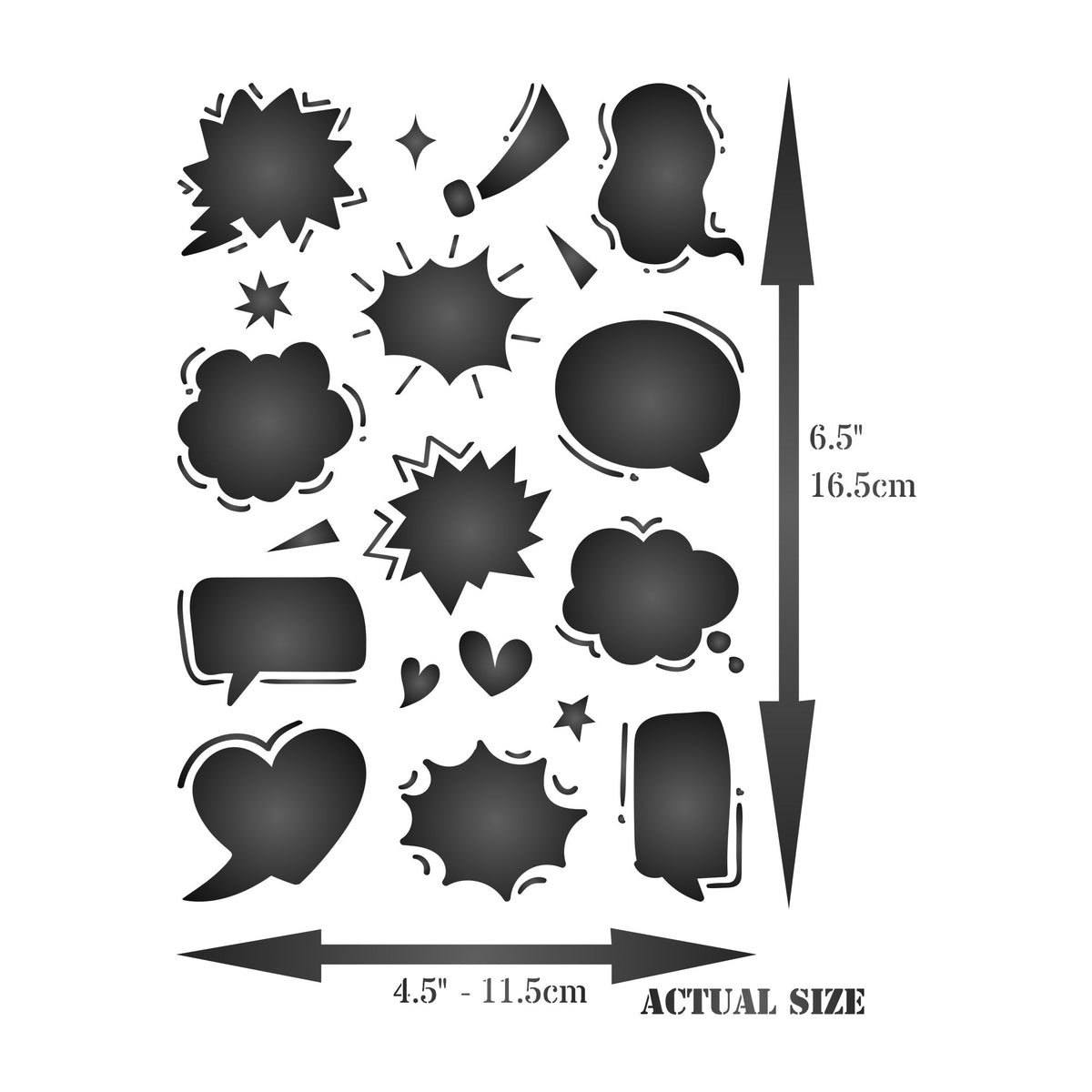 Speech Bubbles Layering Stencil, 11.43 x 16.51 cm - Speech Balloons Mask use to Add Texture