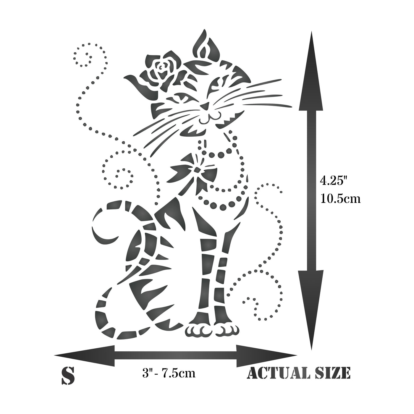 Cute Cat Stencil - Cool Cartoon Cat Bow Flower Beads