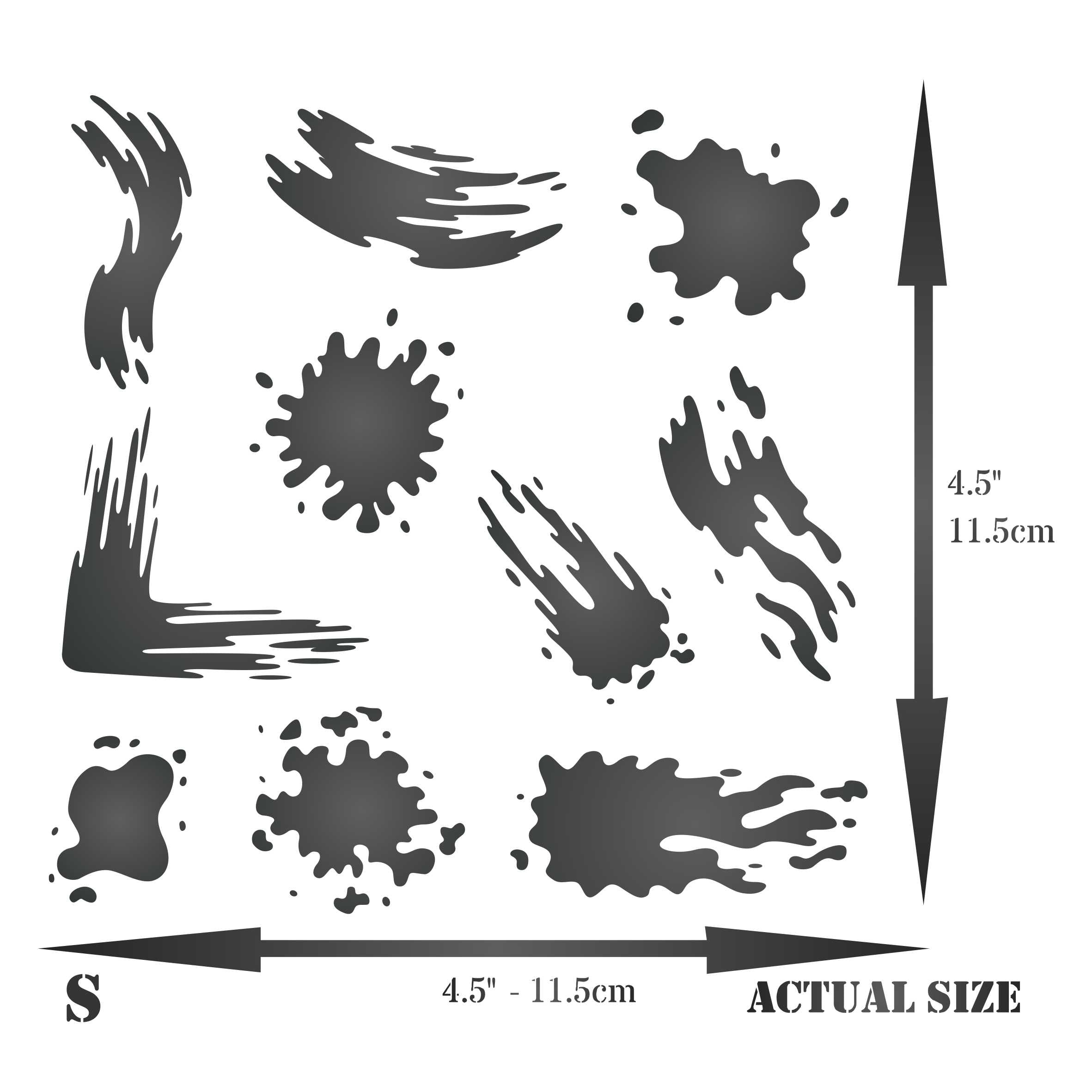 Grunge Blots Stencil - Mixed Media Shapes Paint Blots Splashes Grunge