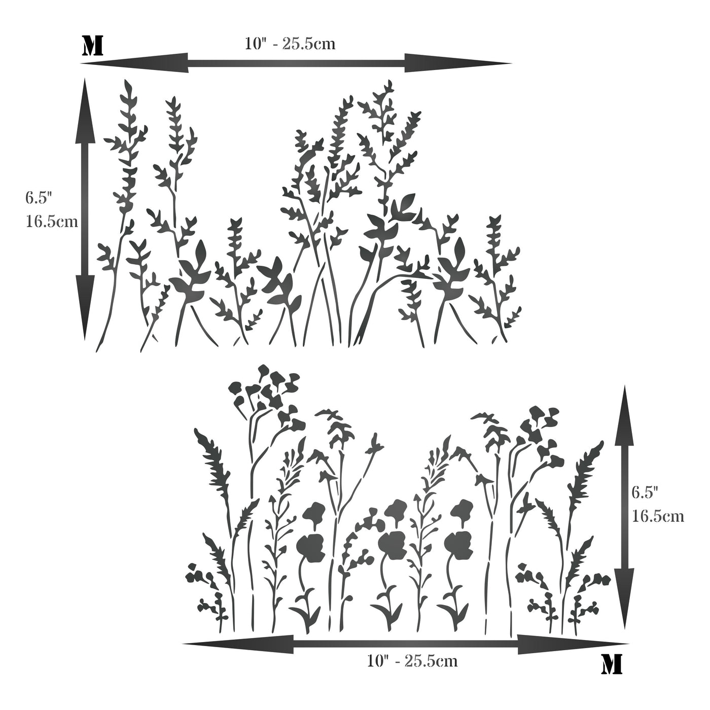 Grasses Stencil, 12 x 4.5 inch - 2pc Use Border Layering to add Texture and Design