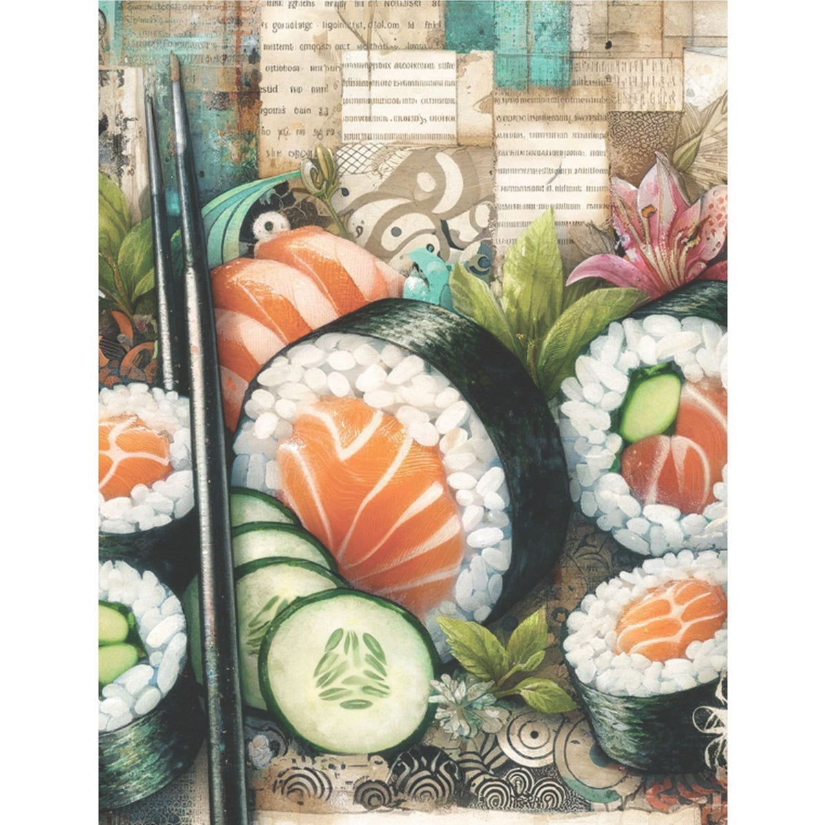Sushi Rice Paper, 20.32 x 26.67 cm - for Decoupage Scrapbooking Cards Crafts